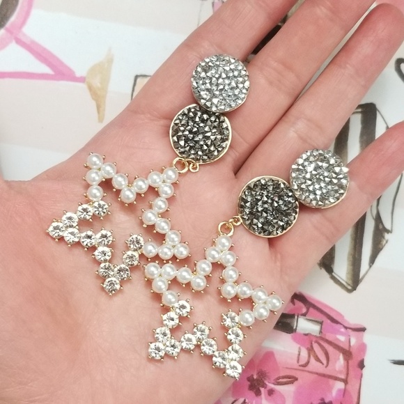 💎NEW💎 SILVER POST STARRY DROP EARRINGS - Picture 2 of 6